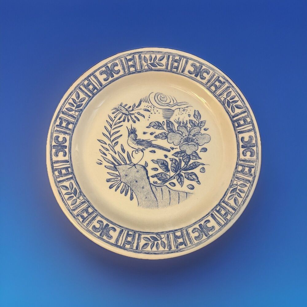 Faiencerie De Gien 12 Inch Chop/Cake Plate. Oiseau Bleu Pattern. Made in France